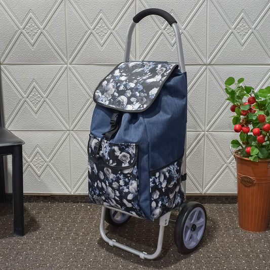 Carucior de piata pliabil, cadru din aluminiu, Naimeed D4949, 2 roti, 49 L, Albastru