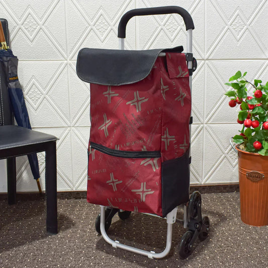 Carucior de piata pliabil, cadru din aluminiu, roti din silicon, Naimeed D4950, 6 roti, 49 L, Rosu - 221.ro