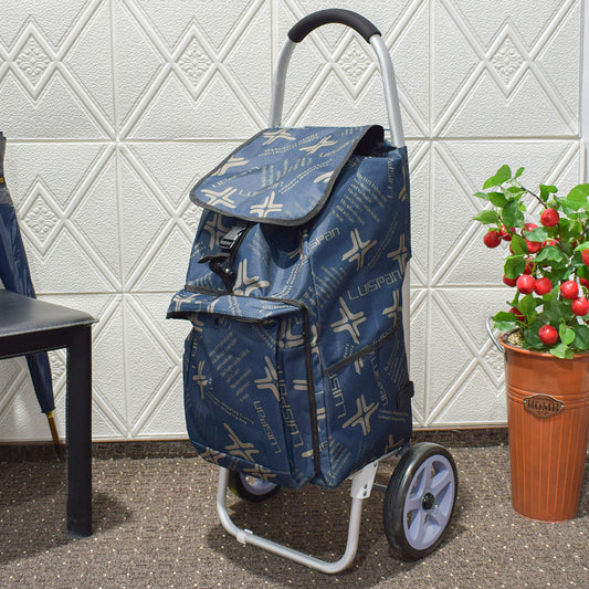 Carucior de piata pliabil, cadru din aluminiu, Naimeed D4951, 2 roti, 49 L, Albastru