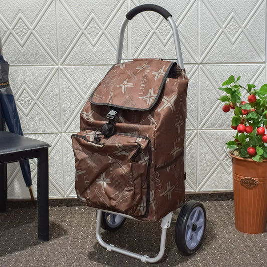 Carucior de piata pliabil, cadru din aluminiu, Naimeed D4951, 2 roti, 49 L, Maro - 221.ro