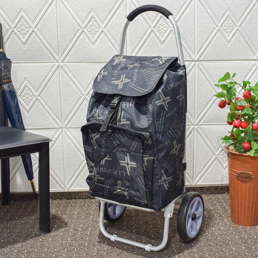 Carucior de piata pliabil, cadru din aluminiu, Naimeed D4951, 2 roti, 49 L, Negru