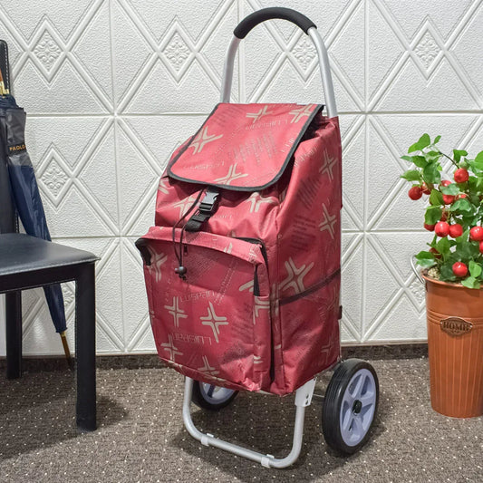 Carucior de piata pliabil, cadru din aluminiu, Naimeed D4951, 2 roti, 49 L, Rosu - 221.ro