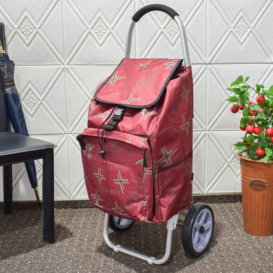 Carucior de piata pliabil, cadru din aluminiu, Naimeed D4951, 2 roti, 49 L, Rosu