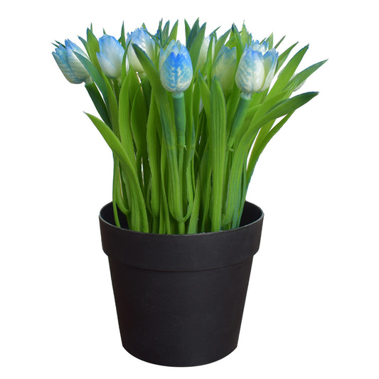 Aranjament floral artificial, in ghiveci, Naimeed D4953, Albastru