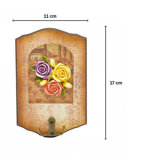 Cuier decorativ cu carlig dublu, Naimeed D50-10, 11x17x0.8 cm, Maro