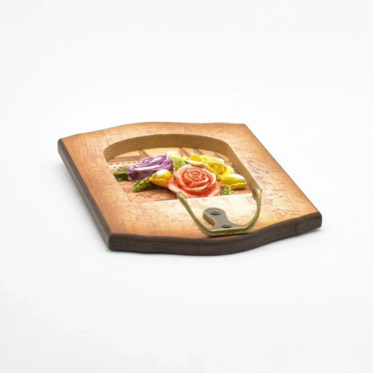 Cuier decorativ cu carlig dublu, Naimeed D50-10, 11x17x0.8 cm, Maro - 221.ro