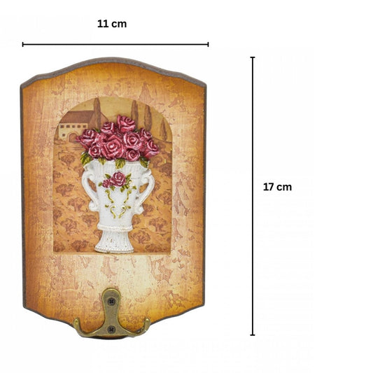Cuier decorativ cu carlig dublu, Naimeed D50-2, 11x17x0.8 cm, Maro - 221.ro