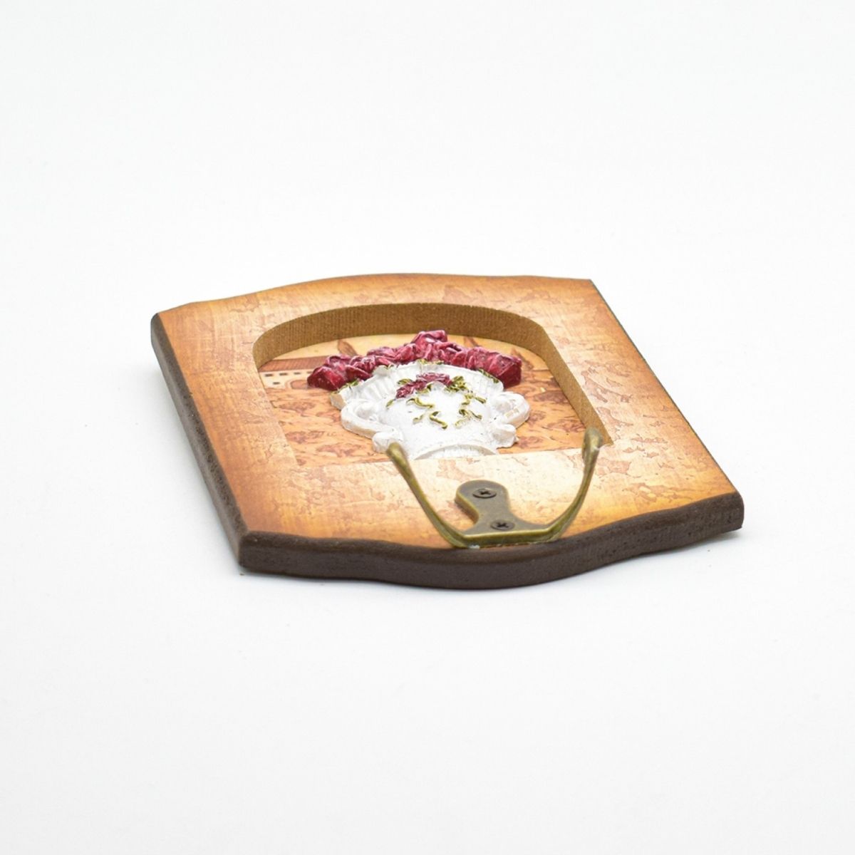 Cuier decorativ cu carlig dublu, Naimeed D50-2, 11x17x0.8 cm, Maro