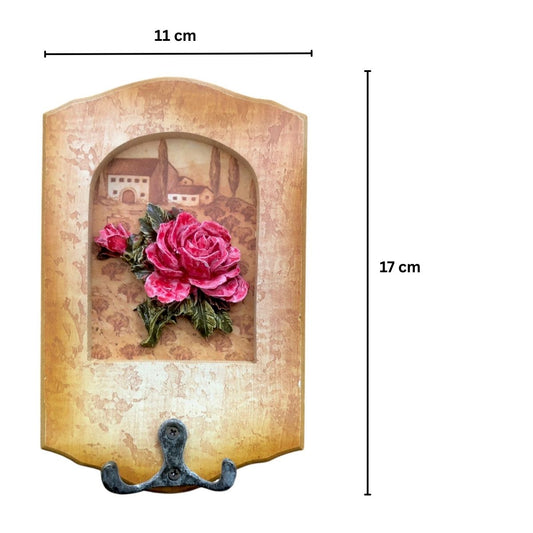 Cuier decorativ cu carlig dublu, Naimeed D50-3, 11x17x0.8 cm, Maro