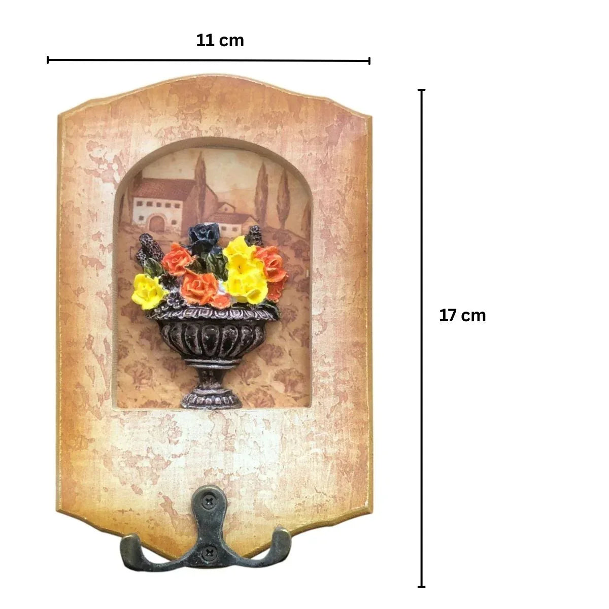 Cuier decorativ cu carlig dublu, Naimeed D50-4, 11x17x0.8 cm, Maro - 221.ro