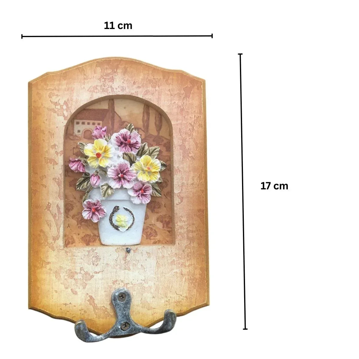 Cuier decorativ cu carlig dublu, Naimeed D50-5, 11x17x0.8 cm, Maro - 221.ro