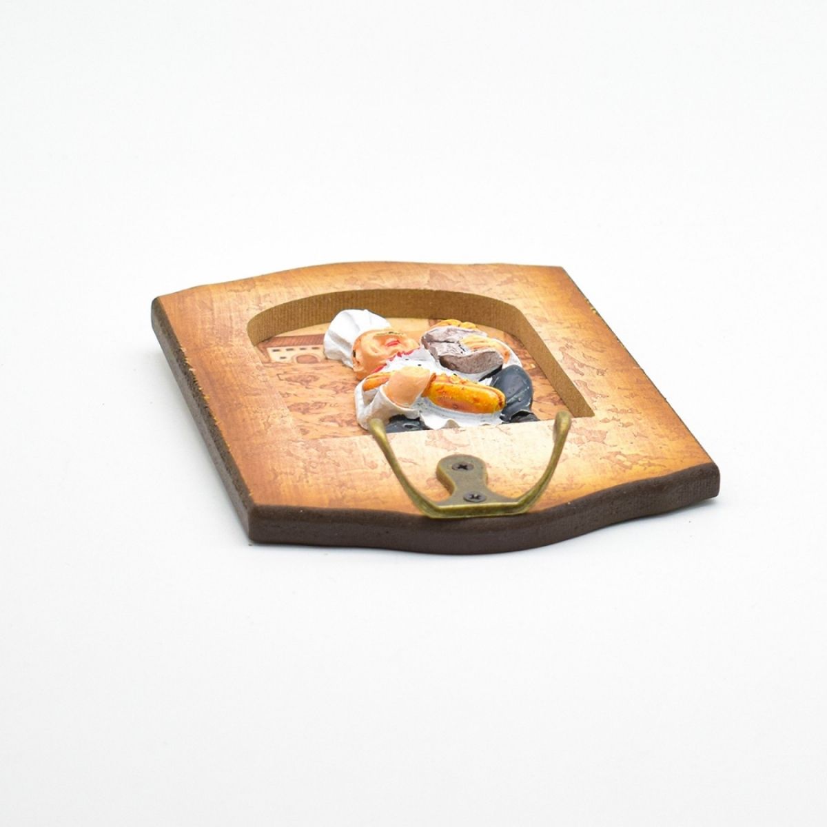 Cuier decorativ cu carlig dublu, Naimeed D50-7, 11x17.5x0.8 cm, Maro