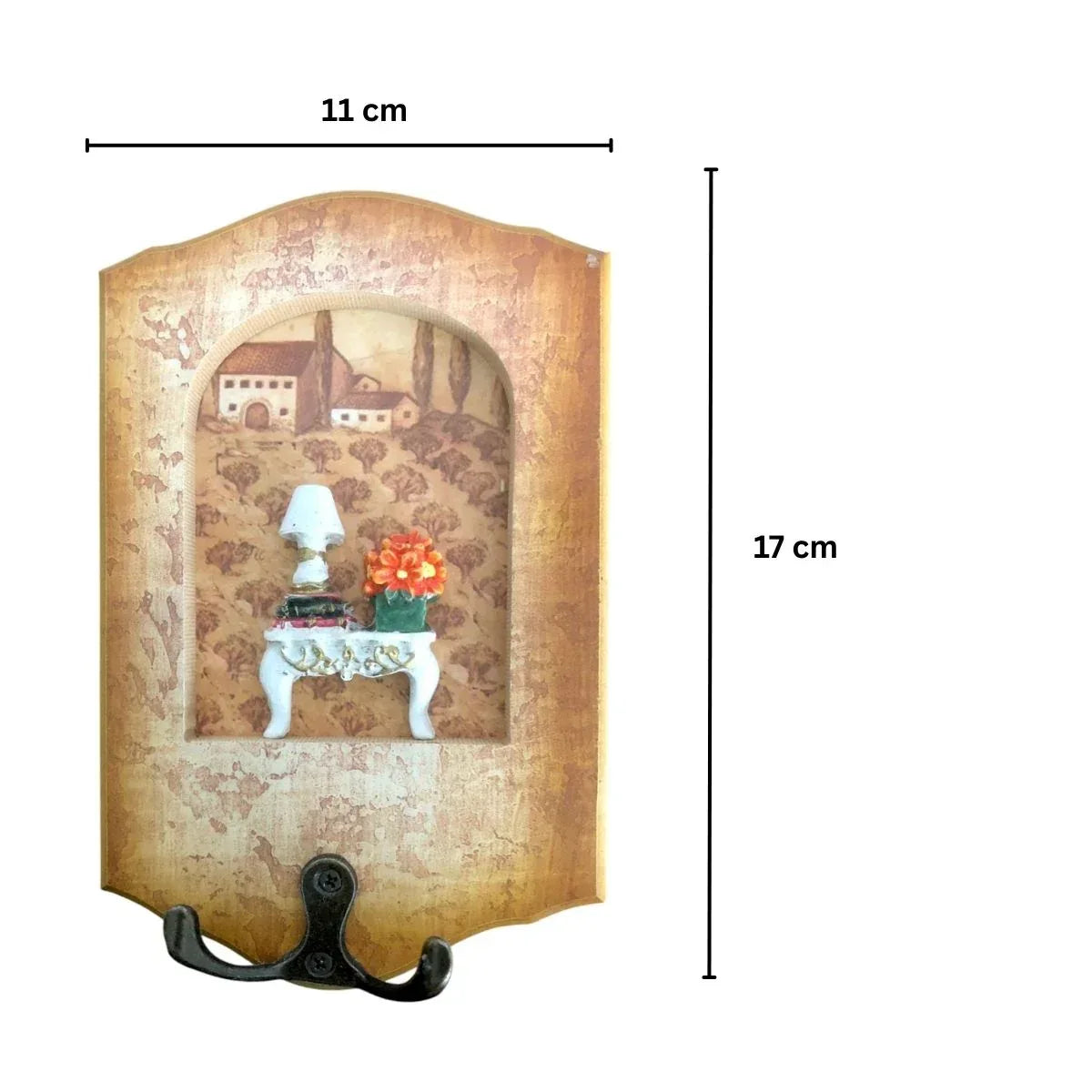 Cuier decorativ cu carlig dublu, Naimeed D50-8, 11x17x0.8 cm, Maro - 221.ro
