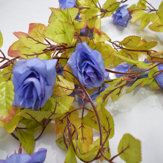 Set 3 plante artificiale, tip ghirlanda, Naimeed D5008, Albastru, 2m