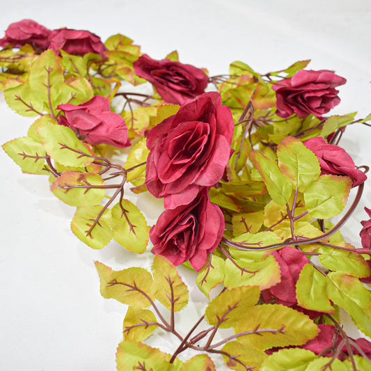 Set 3 plante artificiale, tip ghirlanda, Naimeed D5008, Rosu, 2m