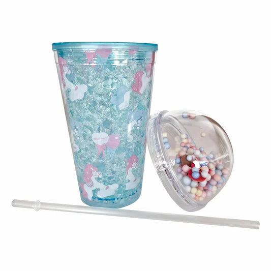 Pahar cu capac si pai, Naimeed D5020, Turcoaz-unicorn - 221.ro