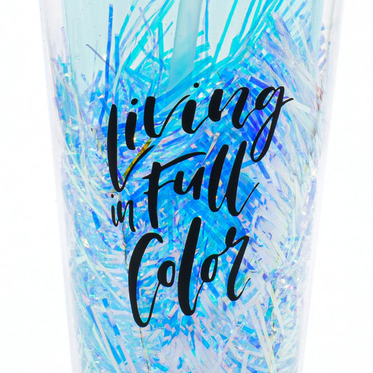 Pahar cu capac, Naimeed D5027, Albastru-Paiete