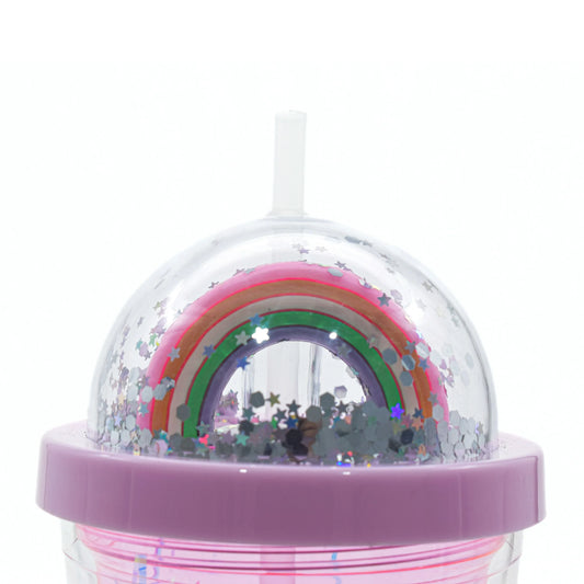 Pahar cu capac, Naimeed D5027, Roz-Paiete - 221.ro