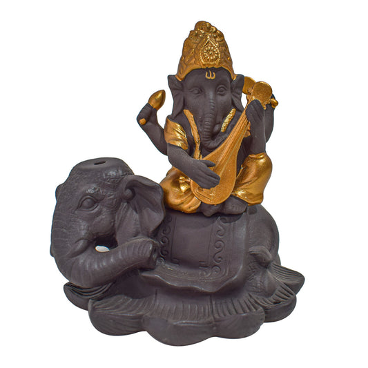 Suport conuri parfumate, Naimeed D5075, cascada de fum, aromaterapie, ceramica, Maro, 10x9x11cm