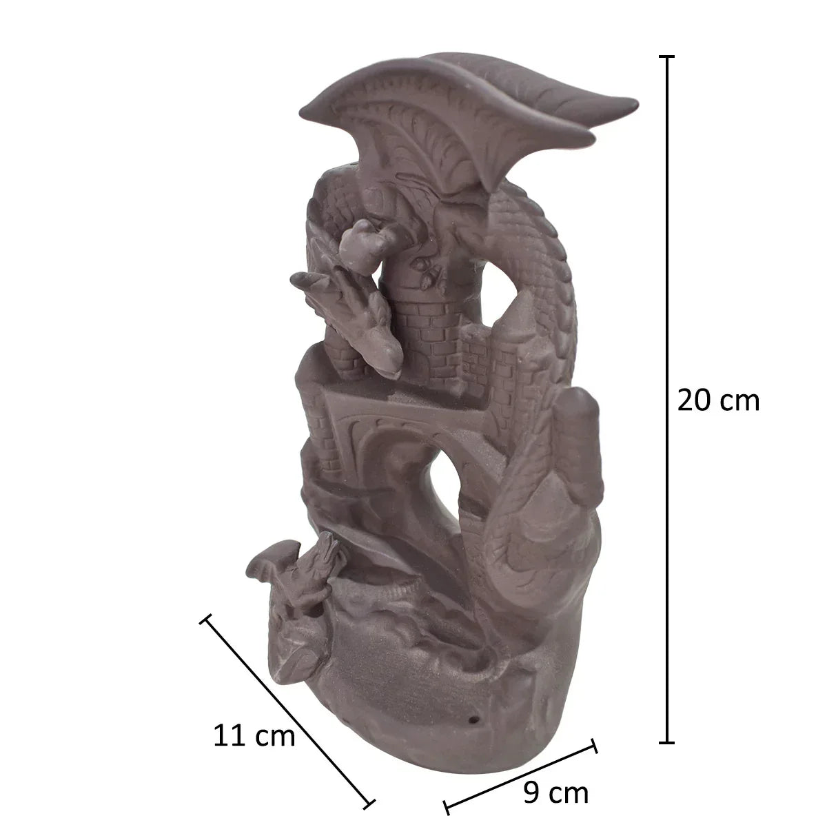 Suport conuri parfumate, Naimeed D5076, cascada de fum, aromaterapie, ceramica, Maro, 11x9x20cm - 221.ro