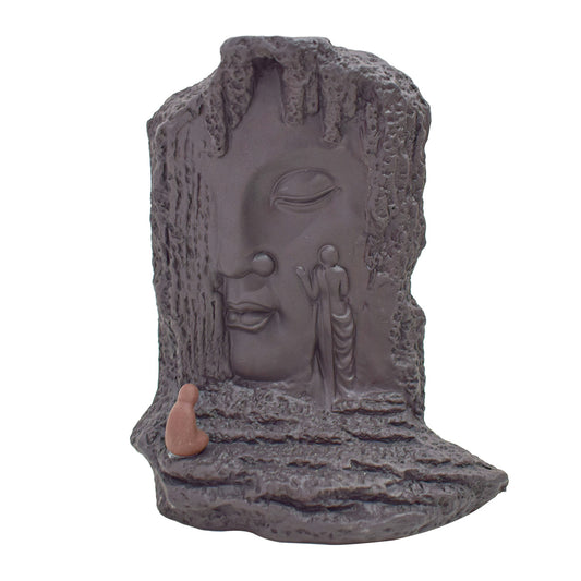 Suport conuri parfumate, Naimeed D5077, cascada de fum, aromaterapie, ceramica, Maro, 14x7x17cm