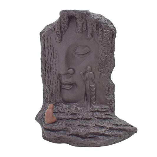 Suport conuri parfumate, Naimeed D5077, cascada de fum, aromaterapie, ceramica, Maro, 14x7x17cm - 221.ro