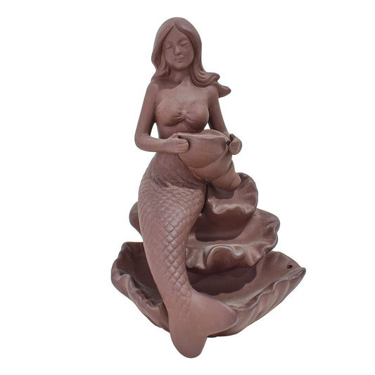 Suport conuri parfumate, Naimeed D5080, cascada de fum, aromaterapie, ceramica, Maro, 12x9x16cm