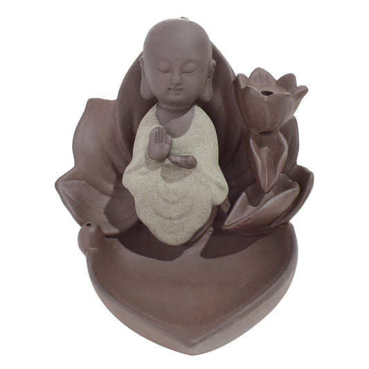 Suport conuri parfumate, Naimeed D5081, cascada de fum, aromaterapie, ceramica, Maro, 10x14x12cm