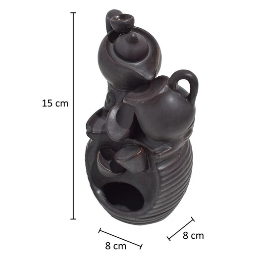 Suport conuri parfumate, Naimeed D5084, cascada de fum, aromaterapie, ceramica, Maro, 8x8x15cm