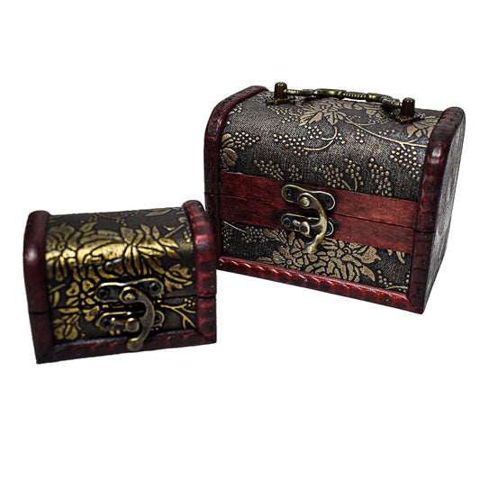 Set 2 cutii depozitare tip cufar, Naimeed D509, Lemn, Visiniu