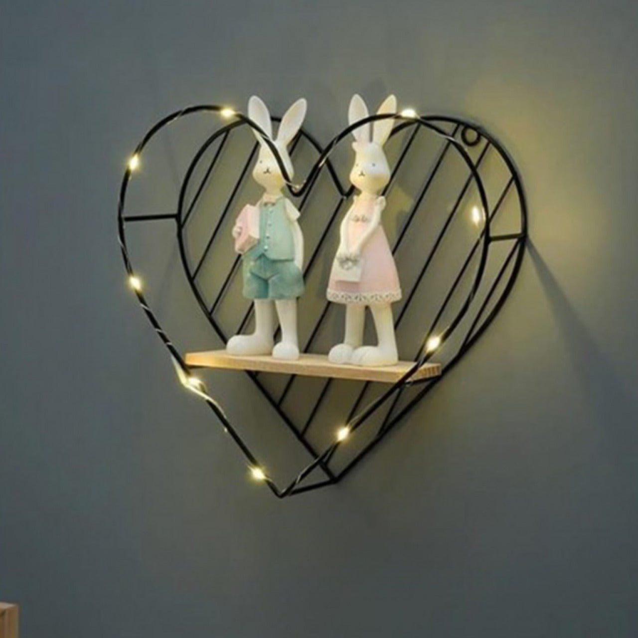 Etajera Suspendata, Luminite Led, Negru, Naimeed D50N, 30x27x10 cm