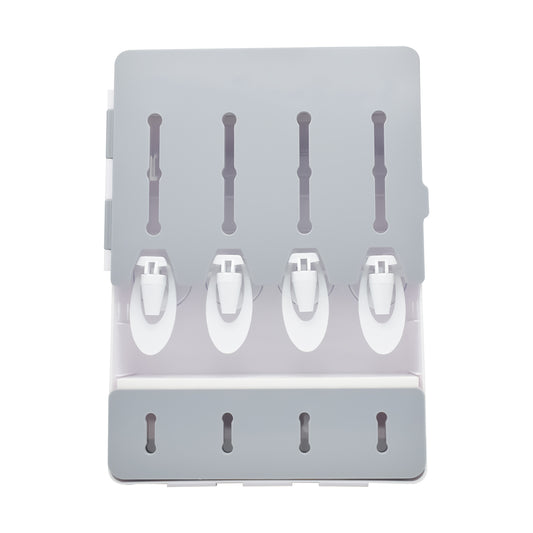 Suport condimente, Naimeed D5117, 4 dozatoare pentru sosuri/condimente, montare fara gaurire, Gri