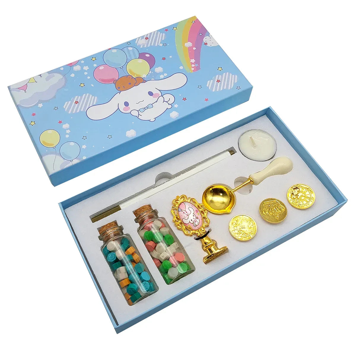 Set 9 piese, sigiliu ceara, Naimeed D5216, 4 stampile, Alb - 221.ro