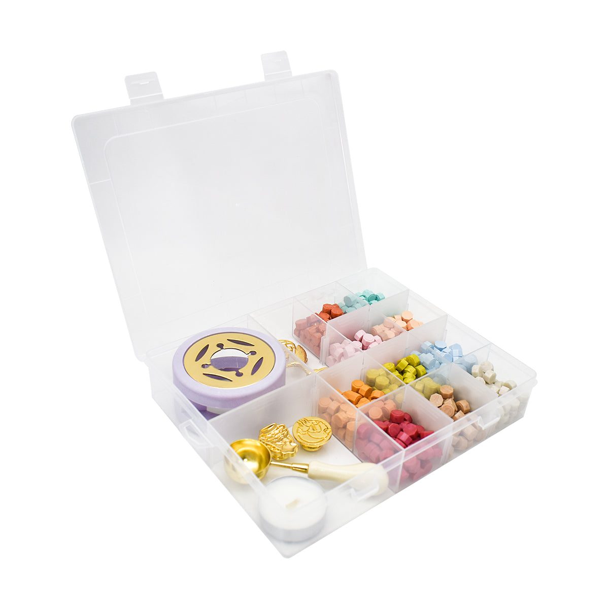 Set 6 piese, sigiliu ceara, Naimeed D5218, 10 culori de ceara, Mov