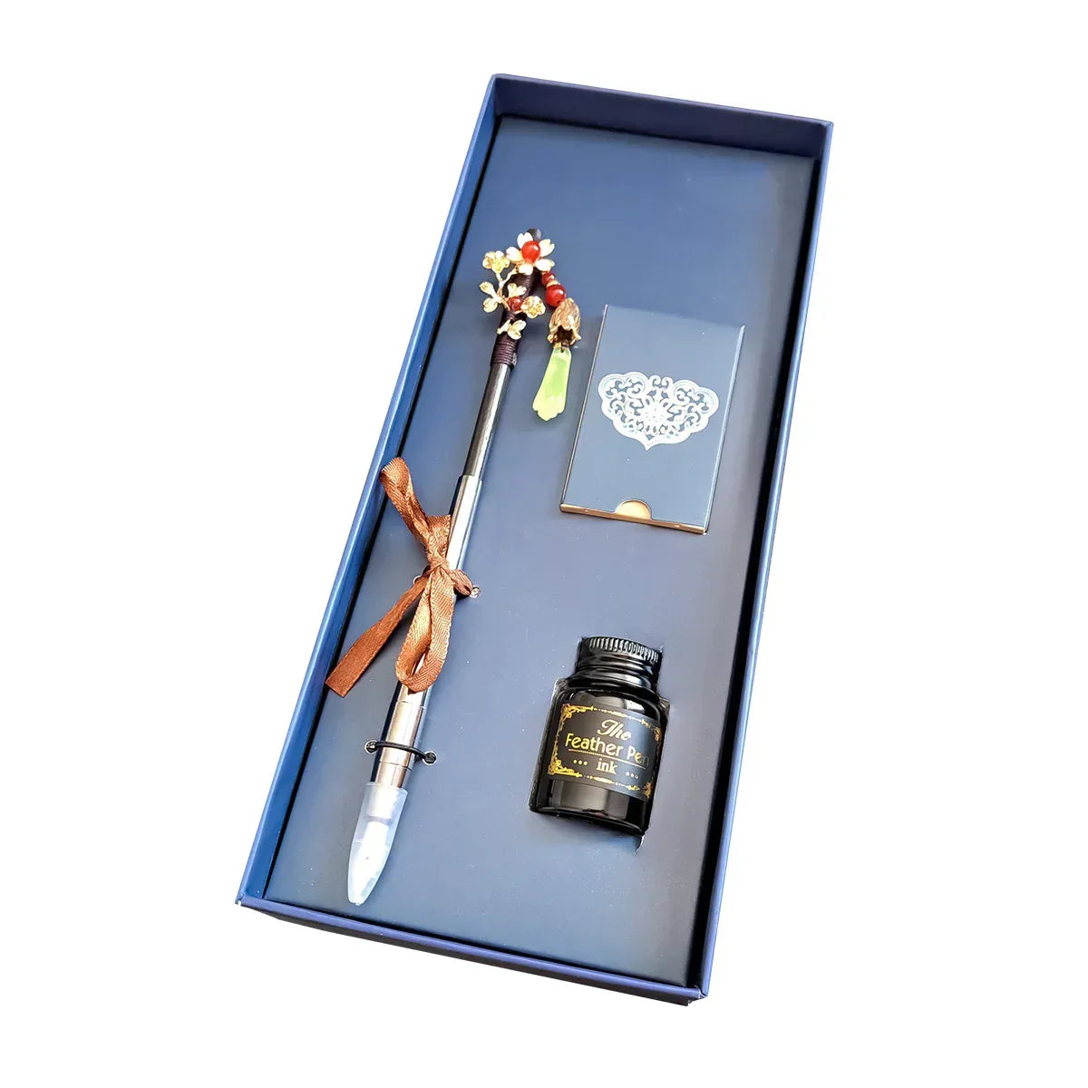 Set stilou cu penita, calimara, 5 rezerve, Naimeed D5225, model1 - 221.ro
