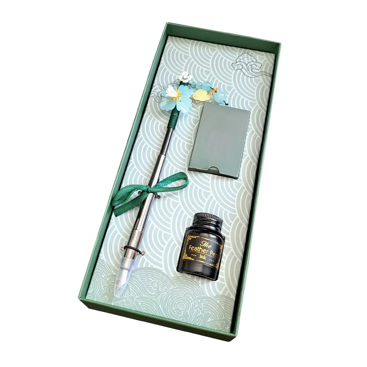 Set stilou cu penita, calimara, 5 rezerve, Naimeed D5225, model5 - 221.ro