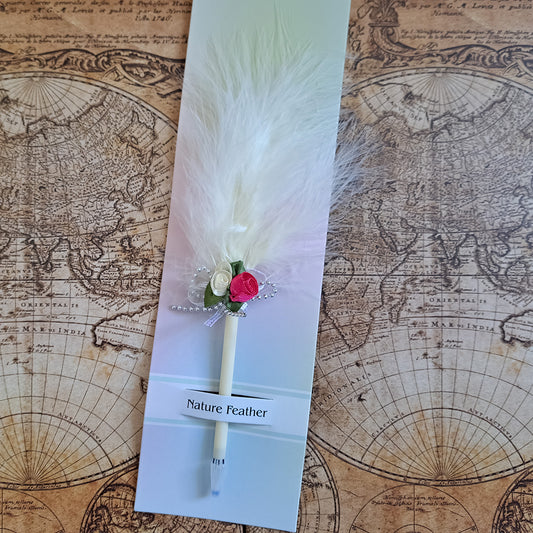 Set 5 pixuri Feather Writer, cu pana si accesoriu, elegant, Naimeed D5230, Alb