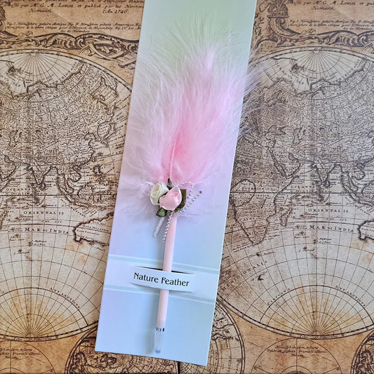 Set 5 pixuri Feather Writer, cu pana si accesoriu, elegant, Naimeed D5230, Roz - 221.ro