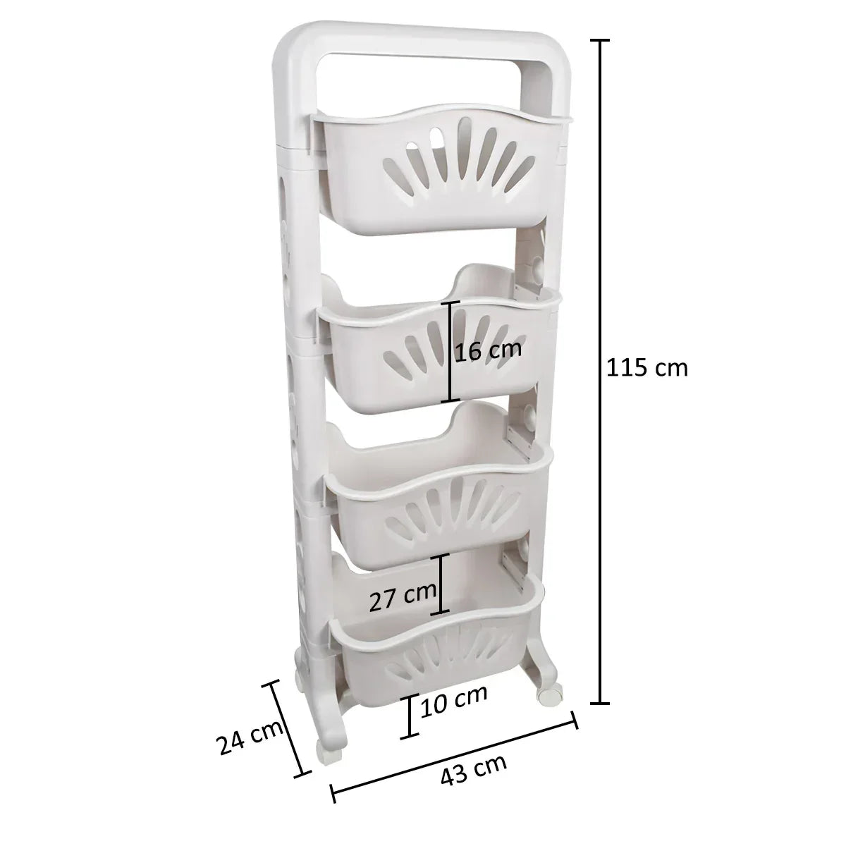 Raft multifunctional, 4 niveluri, Naimeed D5284, Alb, 43x24x115cm - 221.ro