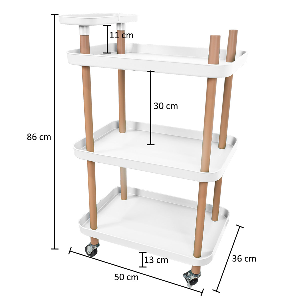 Raft multifunctional, 3 niveluri, Naimeed D5285, Alb, 50x36x86cm