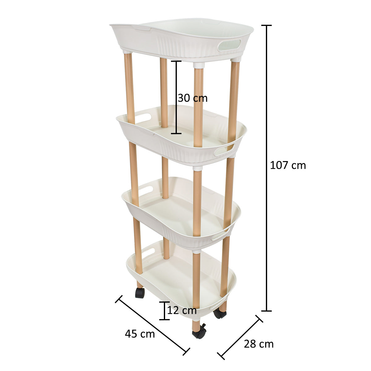 Raft multifunctional, 4 niveluri, Naimeed D5287, Alb, 45x28x107cm