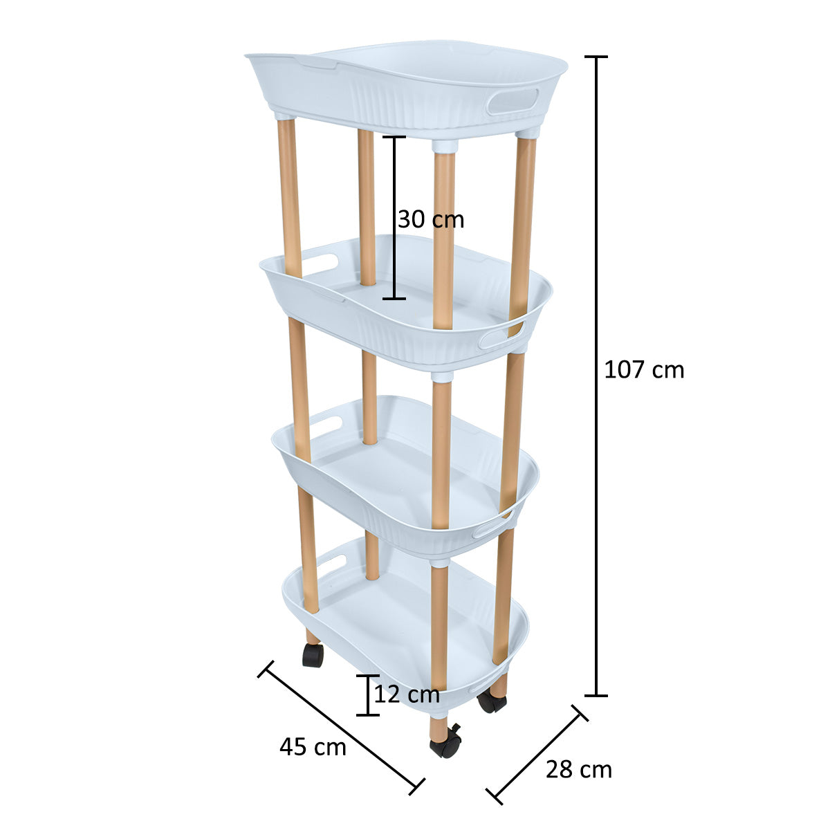 Raft multifunctional, 4 niveluri, Naimeed D5287, Gri, 45x28x107cm