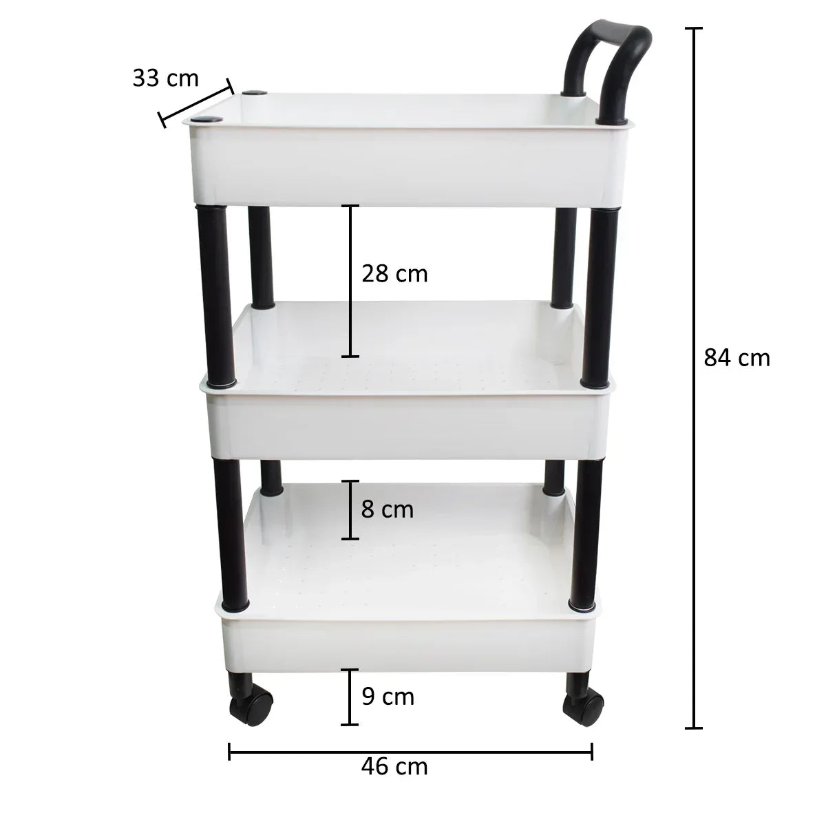 Raft multifunctional, 3 niveluri, Naimeed D5288, Alb/Negru, 46x33x84cm - 221.ro