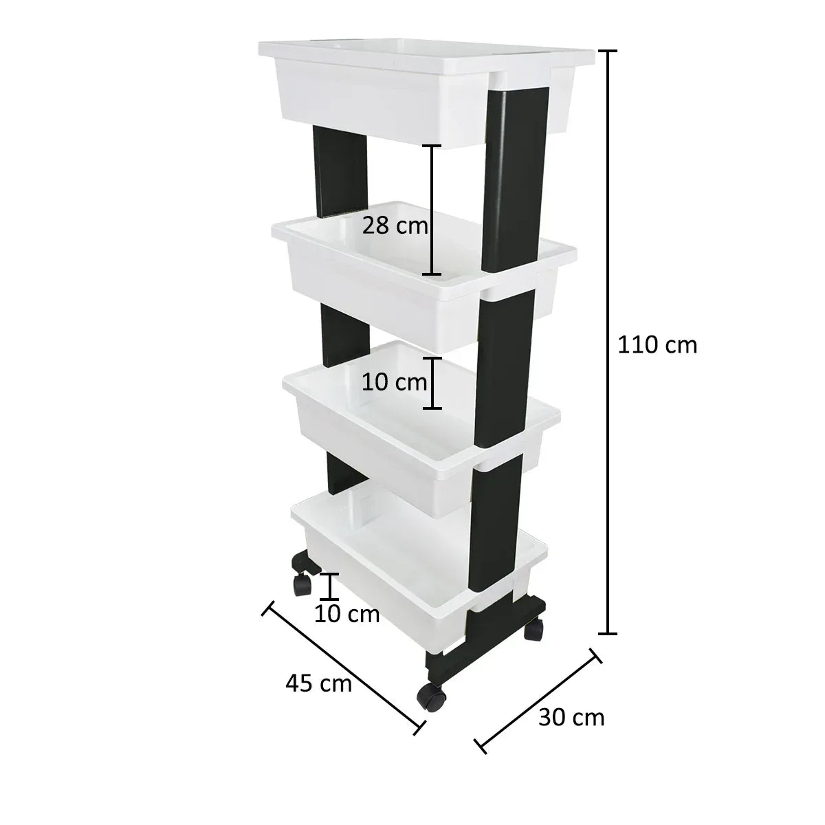 Raft multifunctional, 4 niveluri, Naimeed D5289, Alb/Negru, 45x30x110cm - 221.ro