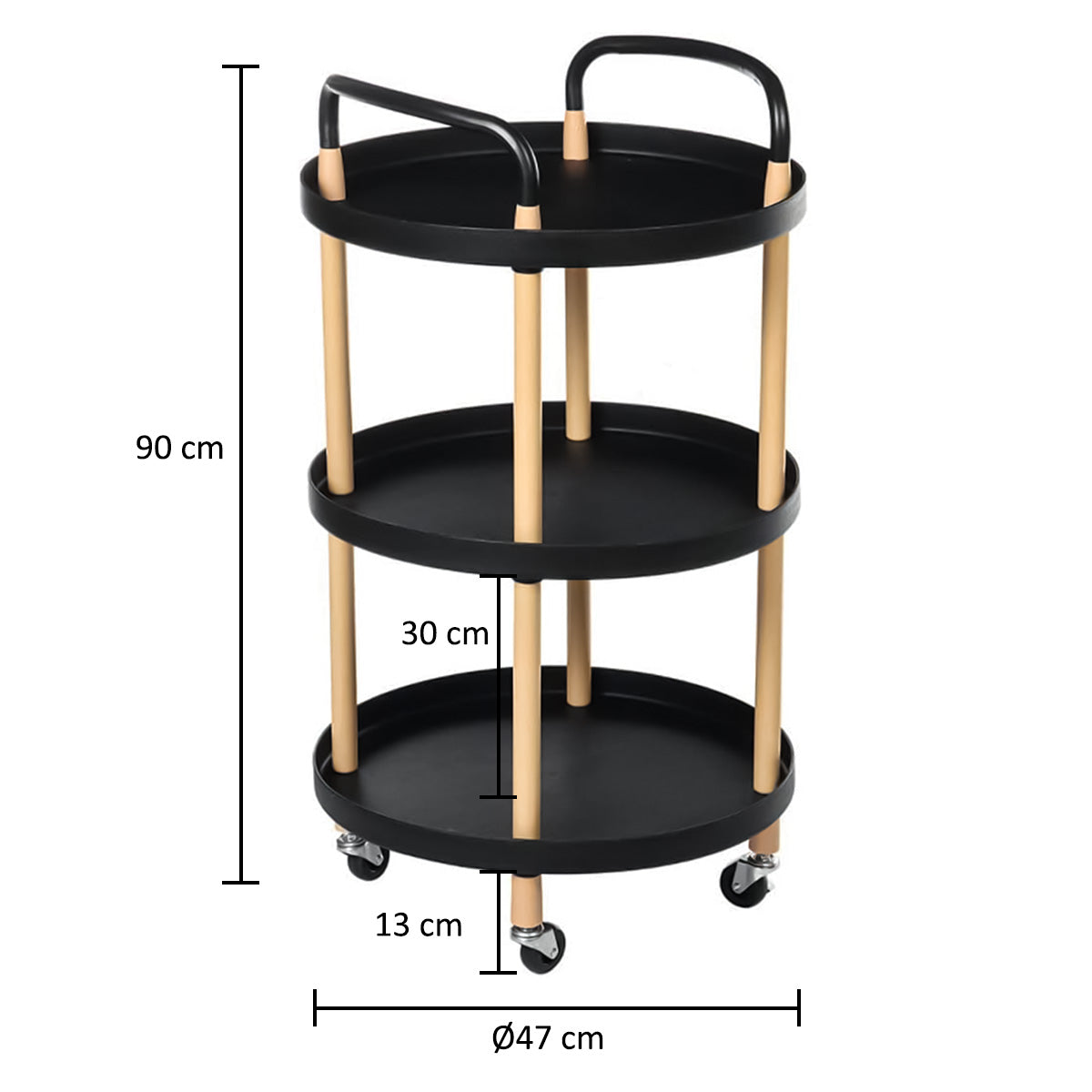 Raft multifunctional, 3 niveluri, Naimeed D5290, Negru, 47x47x90cm