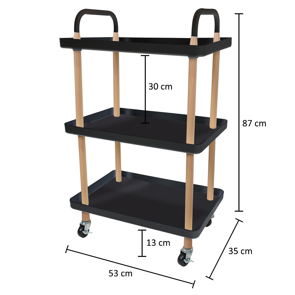 Raft multifunctional, 3 niveluri, Naimeed D5291, Negru, 53x35x87cm