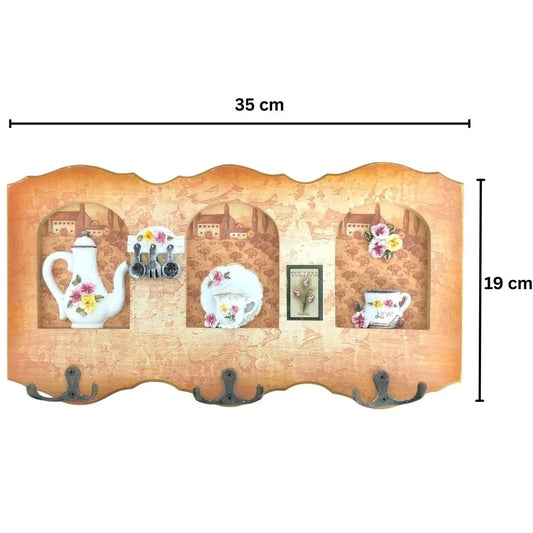 Cuier decorativ cu 3 carlige, Naimeed D53-5, 35x19x1cm, Maro - 221.ro