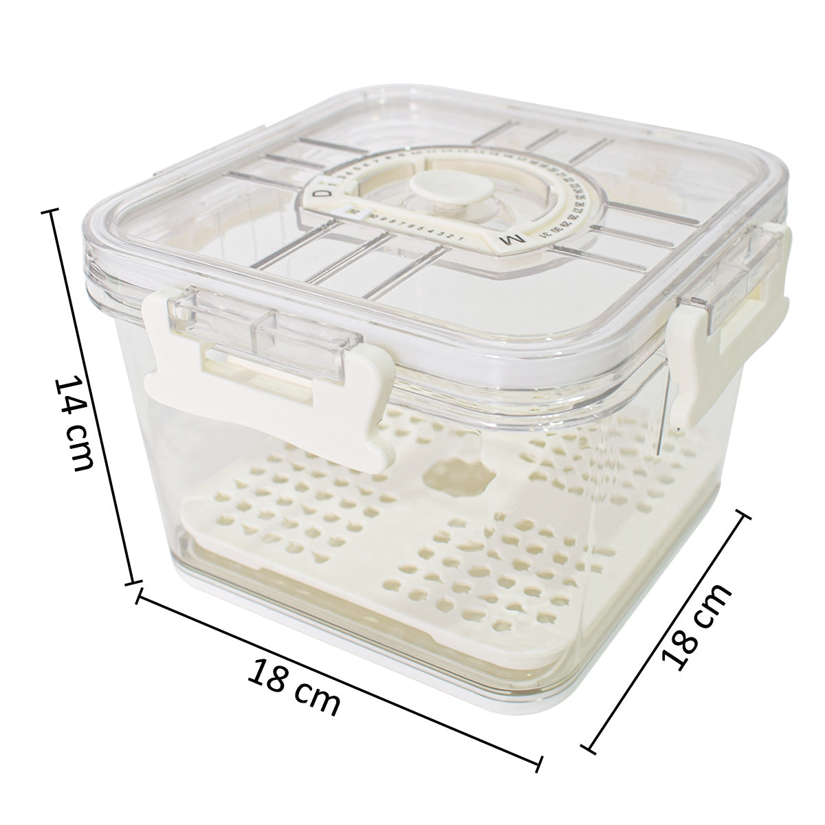 Set 3 caserole, monitorizarea datei, sistem de scurgere, Naimeed D5308, Alb