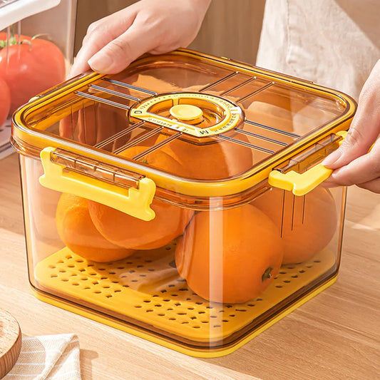 Set 3 caserole, monitorizarea datei, sistem de scurgere, Naimeed D5308, Galben - 221.ro