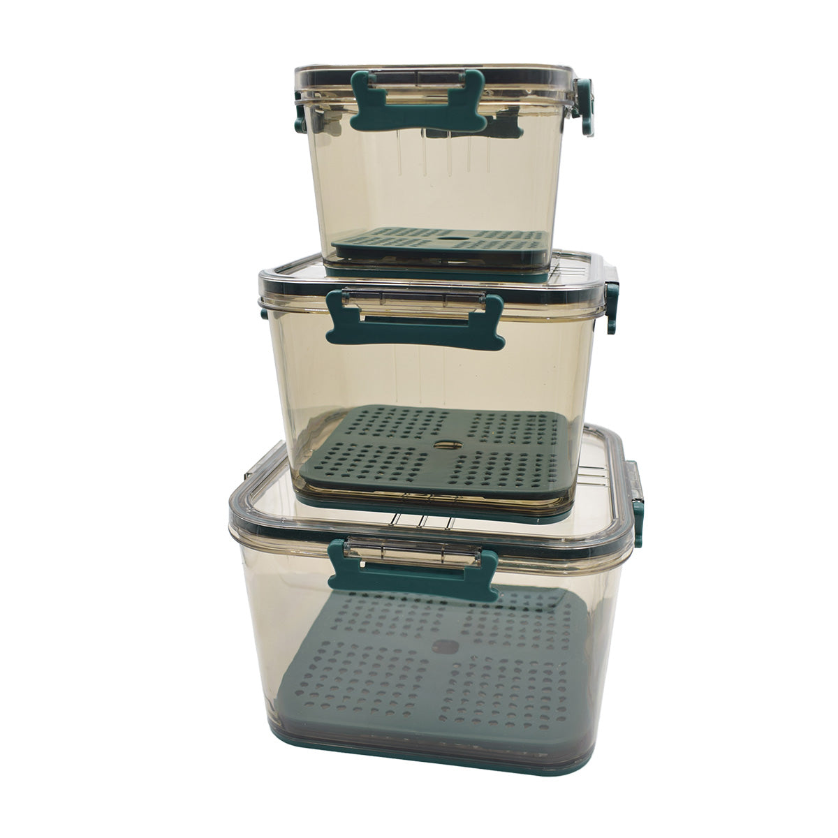 Set 3 caserole, monitorizarea datei, sistem de scurgere, Naimeed D5308, Verde